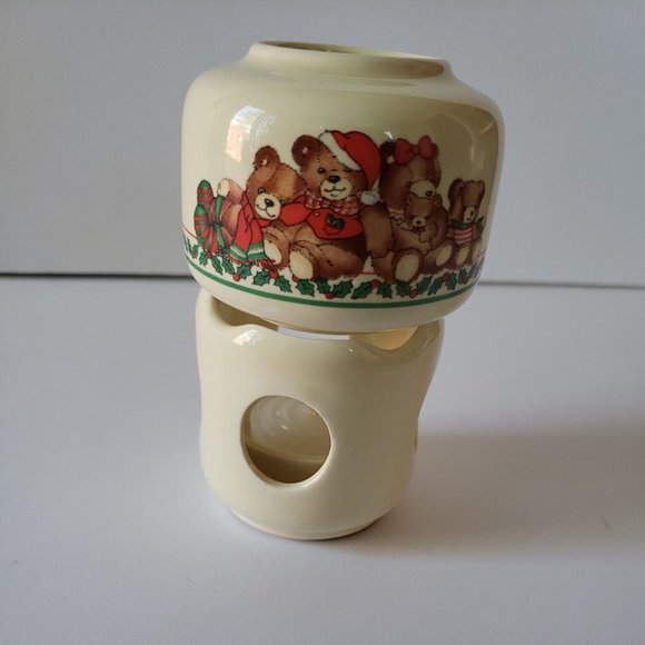 1987 Potpourri Press Christmas Bears Ceramic Potpourri Tealight Scenter NIB - Picture 8 of 14